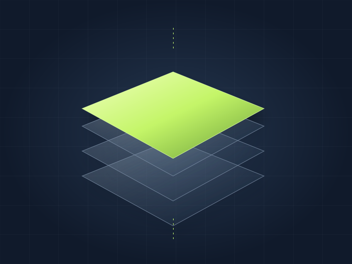 Abstract lime and glass geometric layers